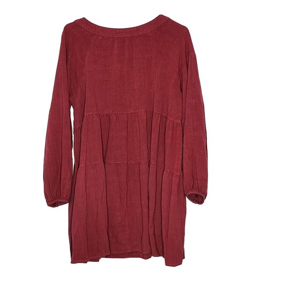 Umgee Burgandy  Linen/Cotton Midi‎ Dress Size Med. - Picture 2 of 6
